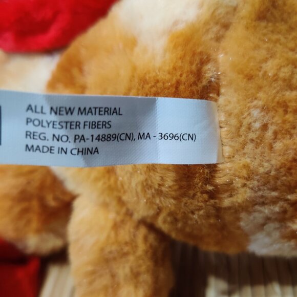 Midwood Brands Plush Puppy Dog 7" Stuffed Animal Red Heart Bow Valentine Gift - Picture 6 of 7